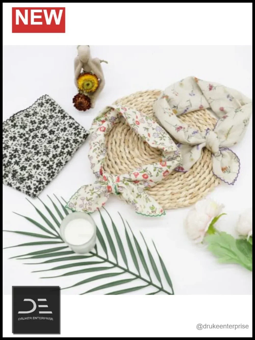 Floral Bandana Head Scarf Lightweight Polyester Neck Scarf